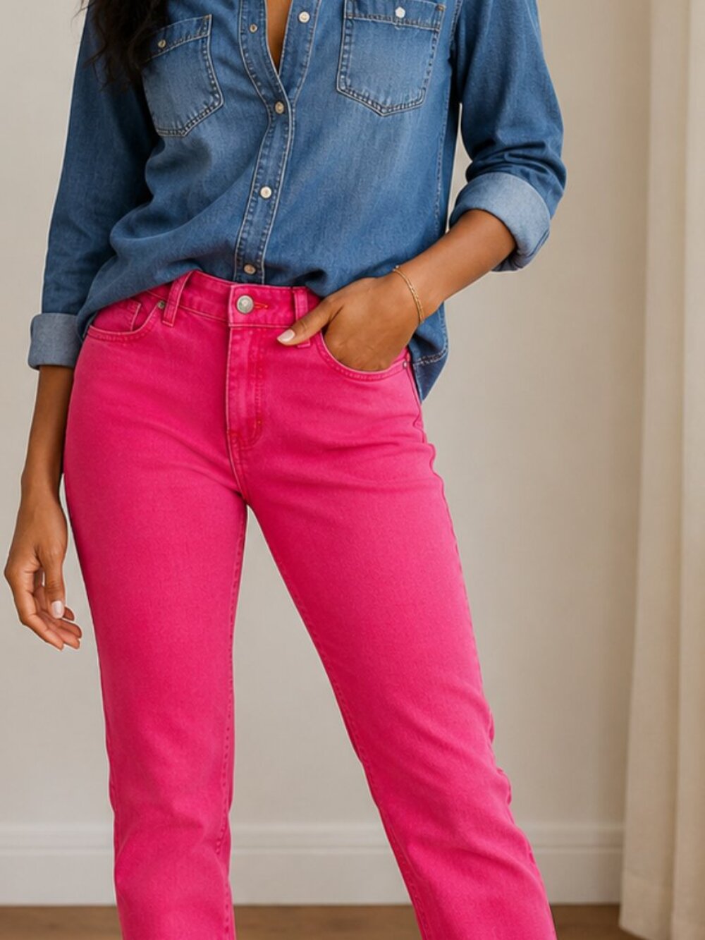ELLE Hot Pink Skinny Jeans Size 6 Stretch Denim Bright Barbiecore Y2K Casual - Picture 3 of 7